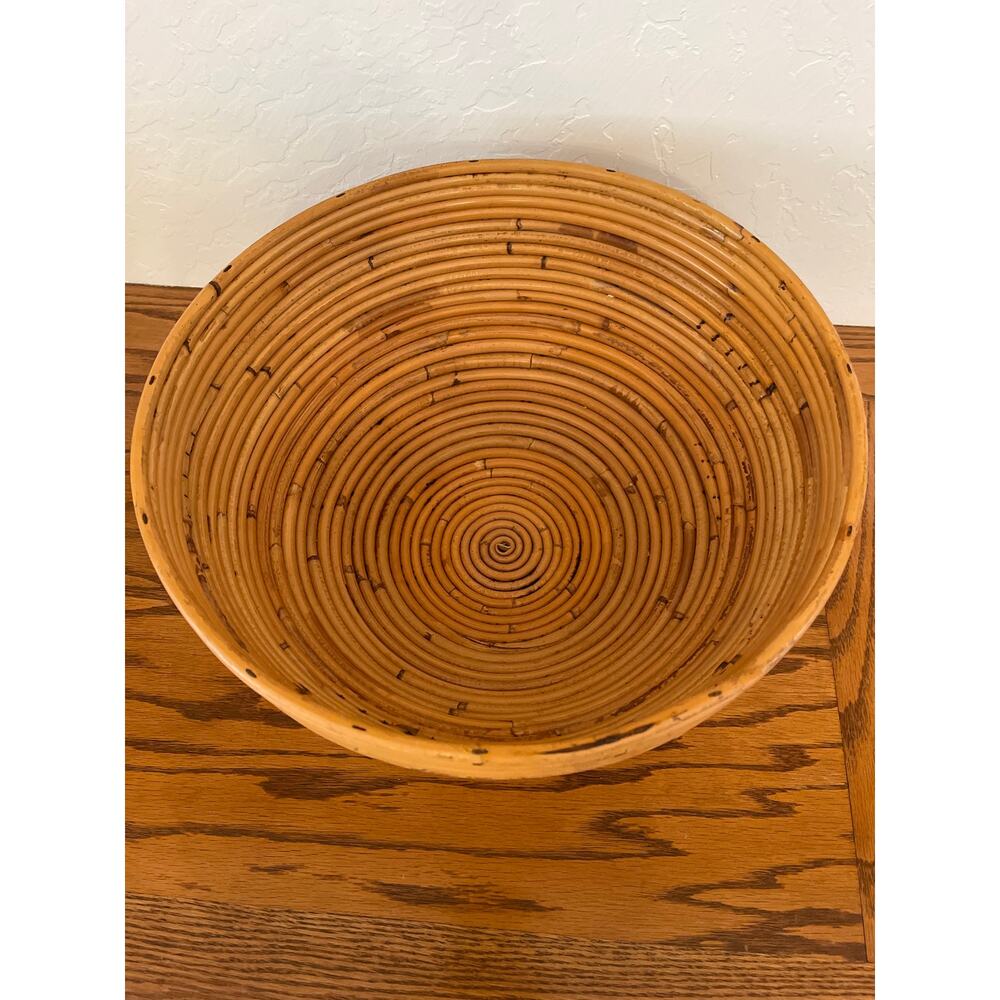 Vintage Italian Pencil Reed Bamboo Bowl Mid Century Made in Italy - Picture 2 of 10